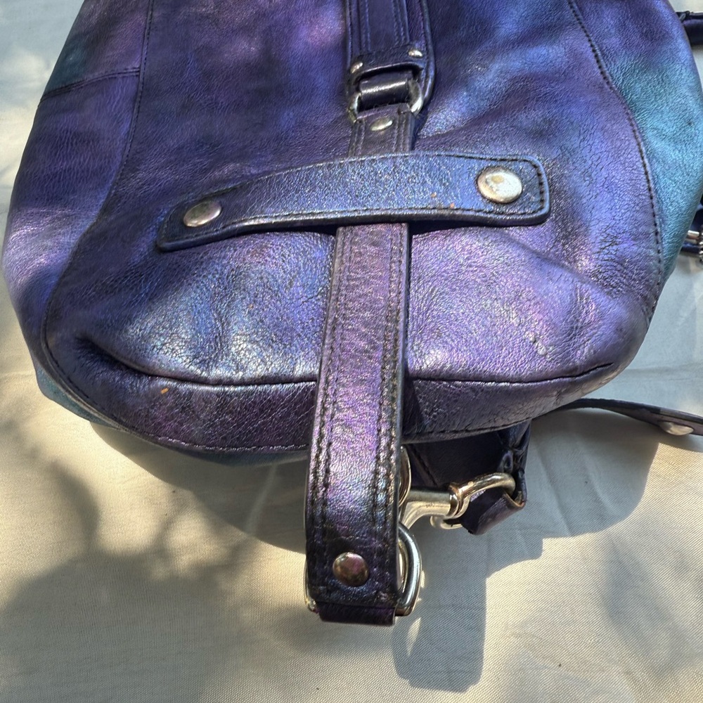👀 Coach Iridescent Blue and Purple Ashley Satchel UPCYCLED OOAK EUC - Picture 5 of 11